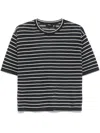 Theory Womens Striped Boyfriend Linen-blend Knitted T-shirt Nocturne Navy Multi In Blue