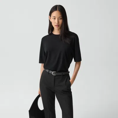 Theory Boyfriend Tee In Regal Wool In Black