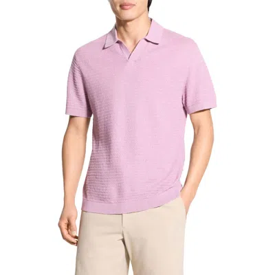 Theory Brenan Linen Blend Polo In Pink