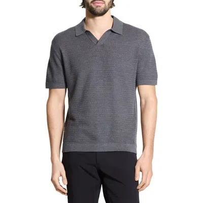 Theory Brenan Linen Blend Polo In Gray
