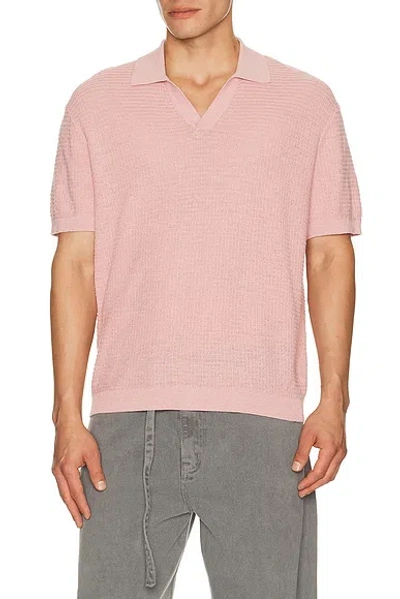 Theory Brenan Pacific Linen Polo In Pink