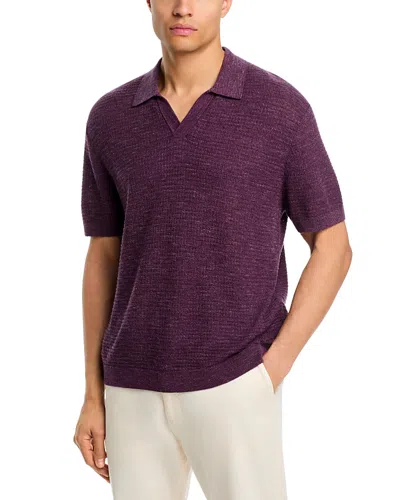Theory Brenan Polo In Neo Pacific Linen In Burgundy