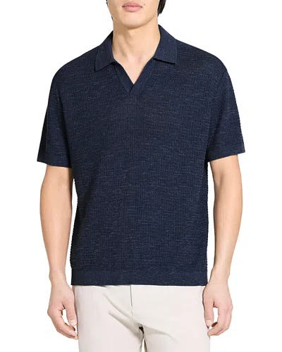 Theory Brenan Polo In Neo Pacific Linen In Blue