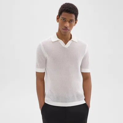 Theory Brenan Polo Shirt In Cotton In Ivory