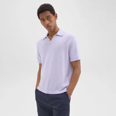 Theory Brenan Polo Shirt In Cotton-linen In Purple