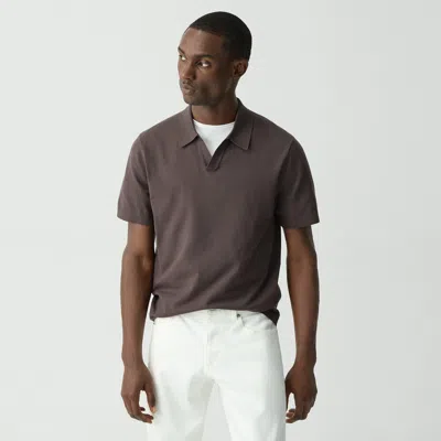 Theory Brenan Polo Shirt In Light Bilen In Dark Mocha