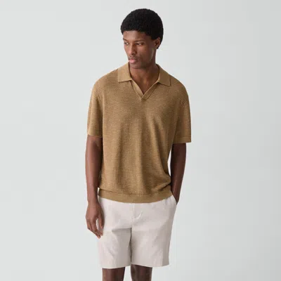 Theory Brenan Polo Shirt In Pacific Linen In Brown
