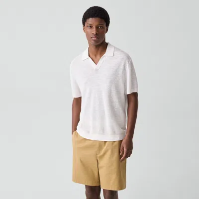 Theory Brenan Polo Shirt In Pacific Linen In White