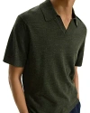 Theory Brenan Polo Shirt In Cotton-linen In Dark Olive