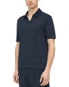 Theory Brenan Short Sleeve Open Collar Polo Shirt In Navy Blue