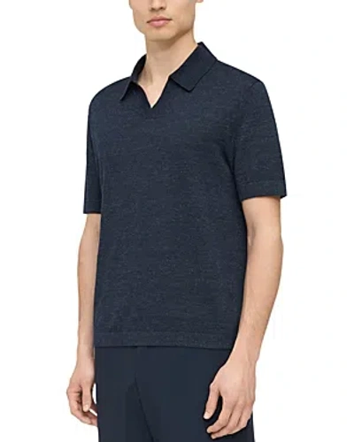 Theory Brenan Short Sleeve Open Collar Polo Shirt In New Baltic