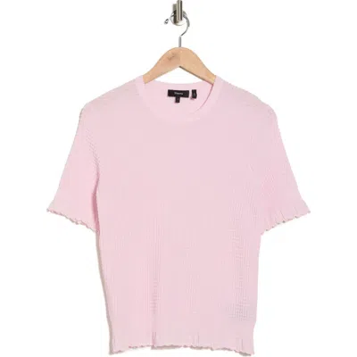 Theory Bristol Lace Trim Waffle Knit Sweater Top In Pink