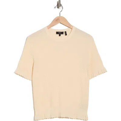 Theory Bristol Lace Trim Waffle Knit Sweater Top In Sand