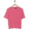 Theory Bristol Lace Trim Waffle Knit Sweater Top In Pink