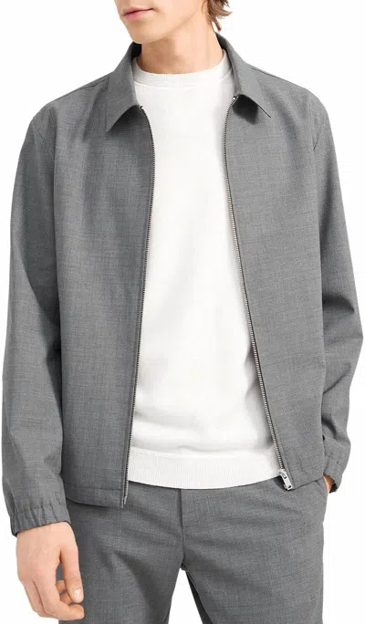 Theory Brody Full Zip Wool Outerwear Jacket In Charcoal In Gray