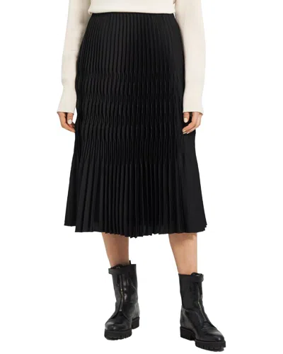Theory Pleated Flannel Combo Midi Skirt In Black
