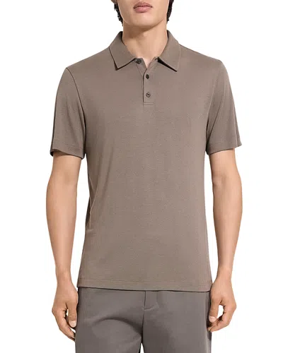 Theory Bron Anemone Jersey Polo Shirt In Brown