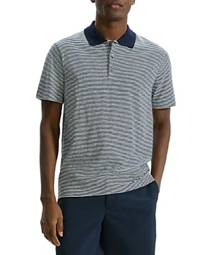 THEORY BRON D COTTON TEXTURED STRIPE REGULAR FIT POLO SHIRT
