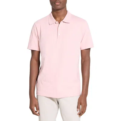 Theory Bron Polo In Cosmos Slub Cotton In Pink