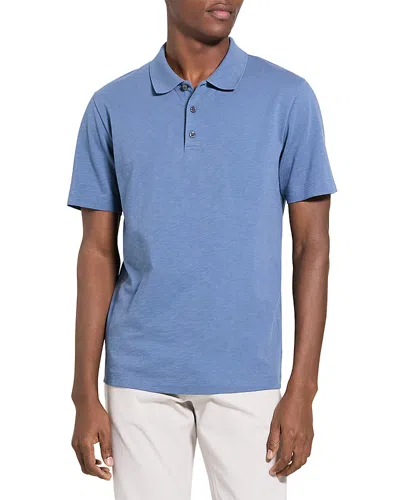 Theory Bron Polo In Cosmos Slub Cotton In Blue