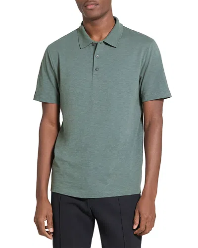 Theory Bron Polo In Cosmos Slub Cotton In Gray