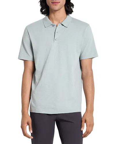 Theory Bron Polo In Cosmos Slub Cotton In Green
