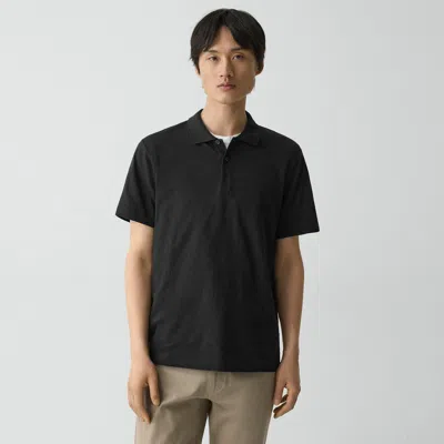 Theory Double Layered Johnny Collar Polo Shirt In Black