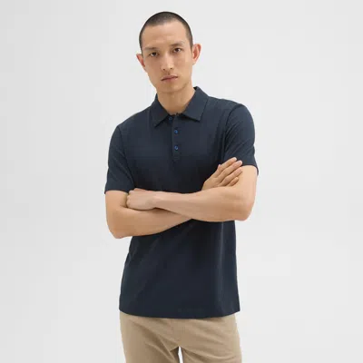 Theory Bron Polo Shirt In Cosmos Slub Cotton In Eclipse