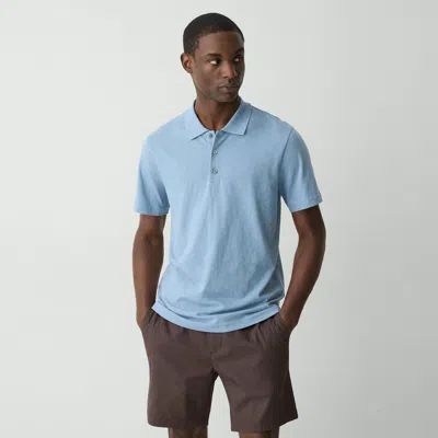 Theory Bron Polo Shirt In Cosmos Slub Cotton In Rainstorm