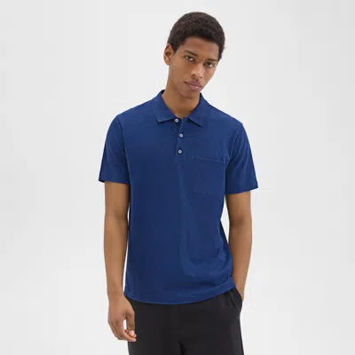 Theory Bron Polo Shirt In Slub Cotton In Ocean