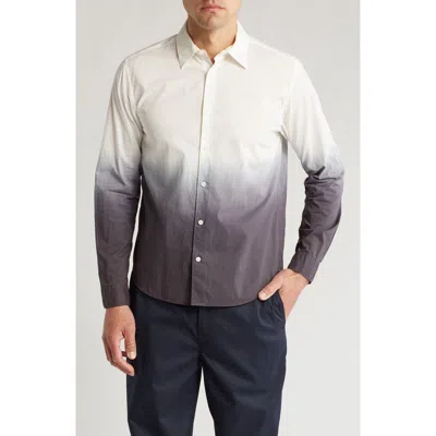 Theory Bronson Ombré Long Sleeve Cotton Button-up Shirt In White/pestle