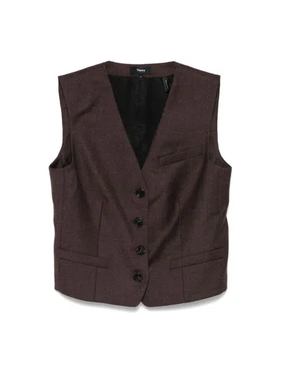 Theory Brown Virgin Wool Hickory Vest