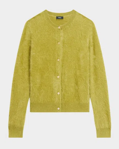 Theory Brushed Cardigan In Airy Cashmere In Animal Print