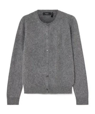 Theory Brushed Cashmere Cardigan In Gray