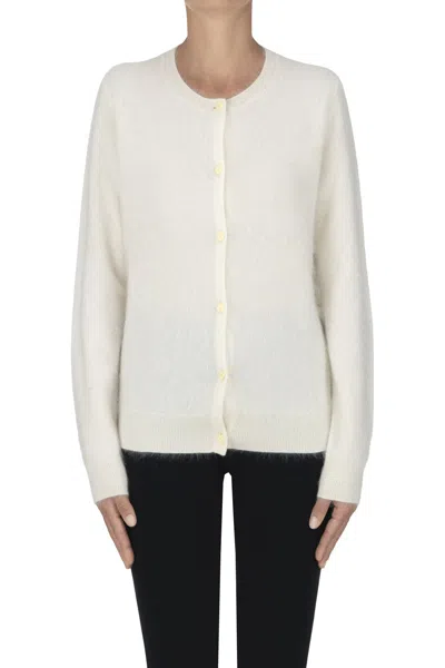 Theory Brushed Cashmere Cardigan In White