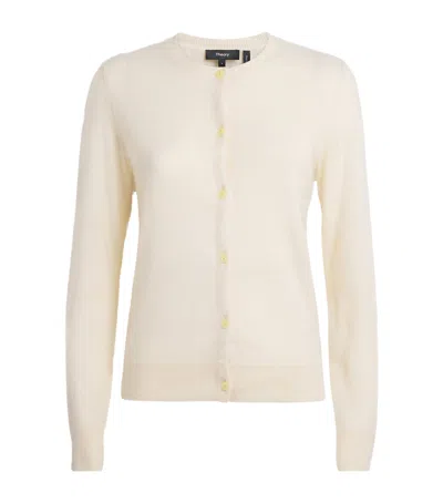 Theory Brushed Cashmere Cardigan In White