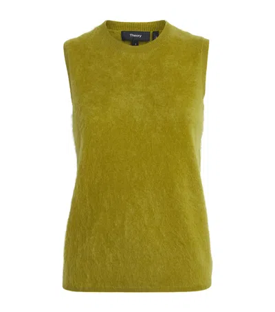 Theory Brushed Cashmere Sweater Vest In Green