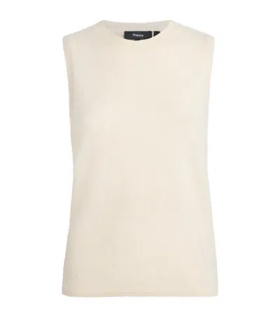 Theory Brushed Cashmere Sweater Vest In White