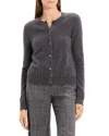 Theory Brushed Crewneck Cardigan In Cashmere In Gray