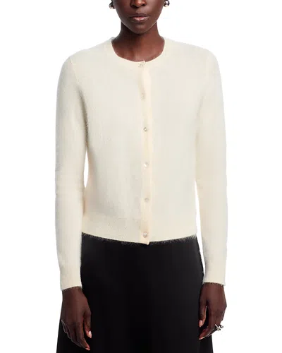 Theory Brushed Crewneck Cardigan In Cashmere In Neutral