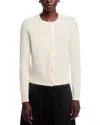 Theory Brushed Crewneck Cardigan In Cashmere In White