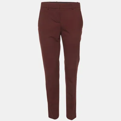 Pre-owned Theory Burgundy Wool Blend Formal Trousers S