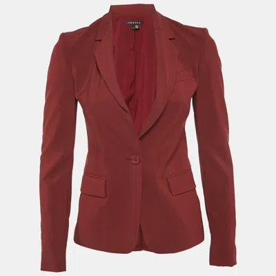 Pre-owned Theory Burgundy Wool Regular Fit Blazer Xs