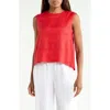 Theory Button Back Sleeveless Shell In Cherry Red