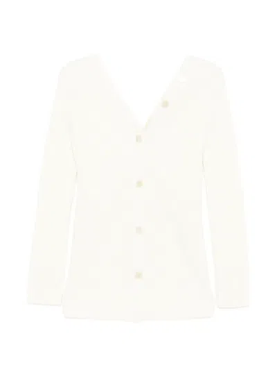 Theory Button-back V-neck Cardigan In White