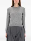 Theory Button Crew-neck Cardigan In Gray