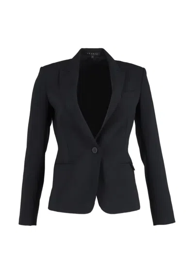 Pre-owned Theory Button-cuff Single-breasted Blazer In Black