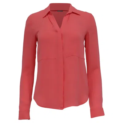 Theory Button Down Blouse In Orange Silk