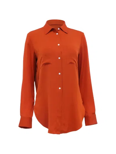 Pre-owned Theory Button-down Long-sleeve Shirt In Orange