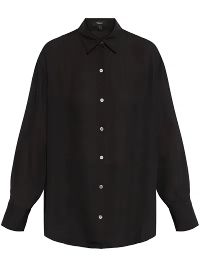 Theory Long-sleeve Button-up Shirt In Black